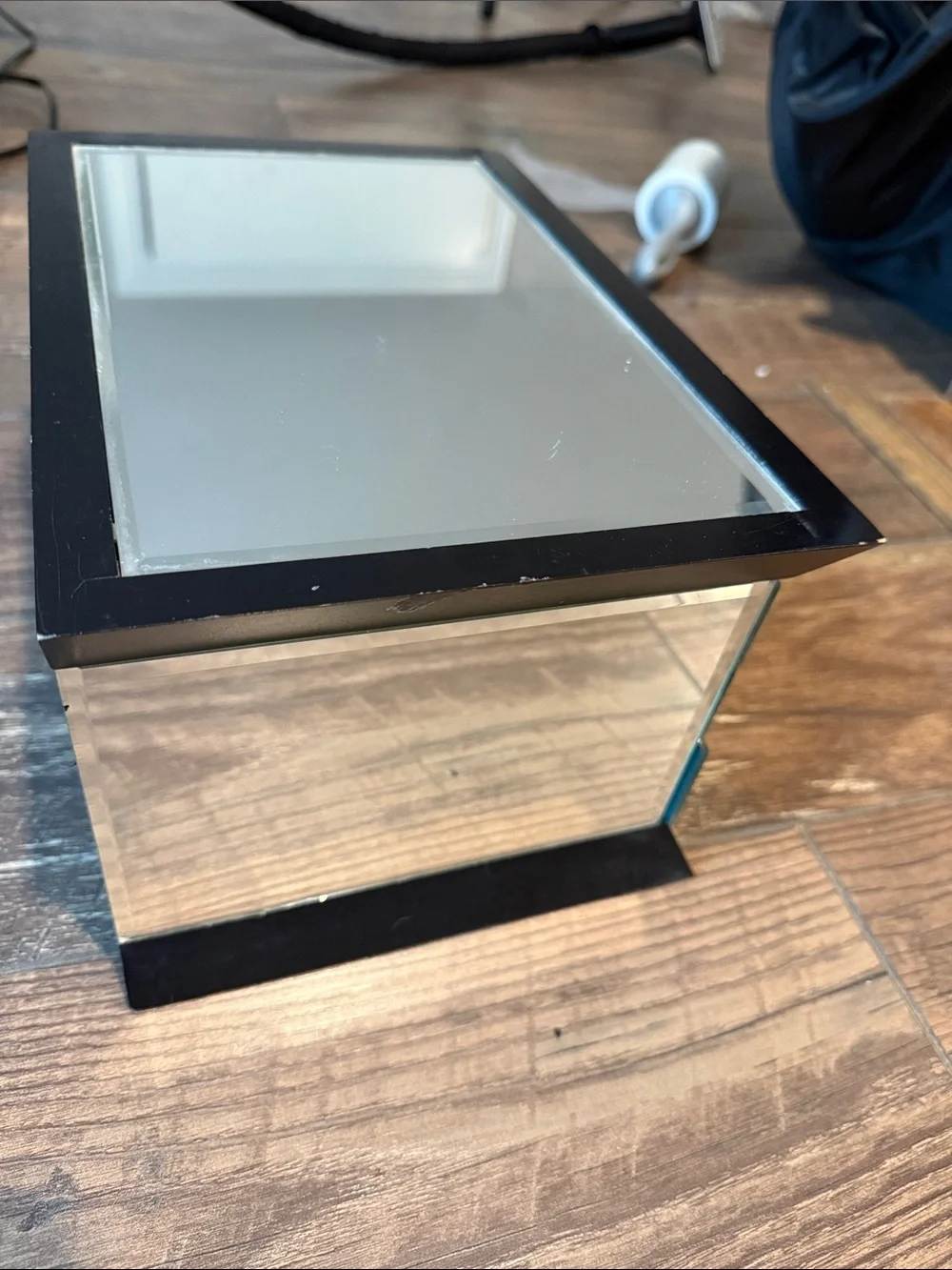 Mirrored Jewelry Organizer Chest in Black and Silver
